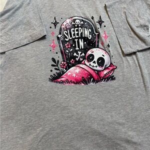 XL Bella Canvas Gray Tee with Pink Skeleton Graphic